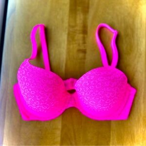 VS Pink Bra - Hot Pink and Lace 34 D